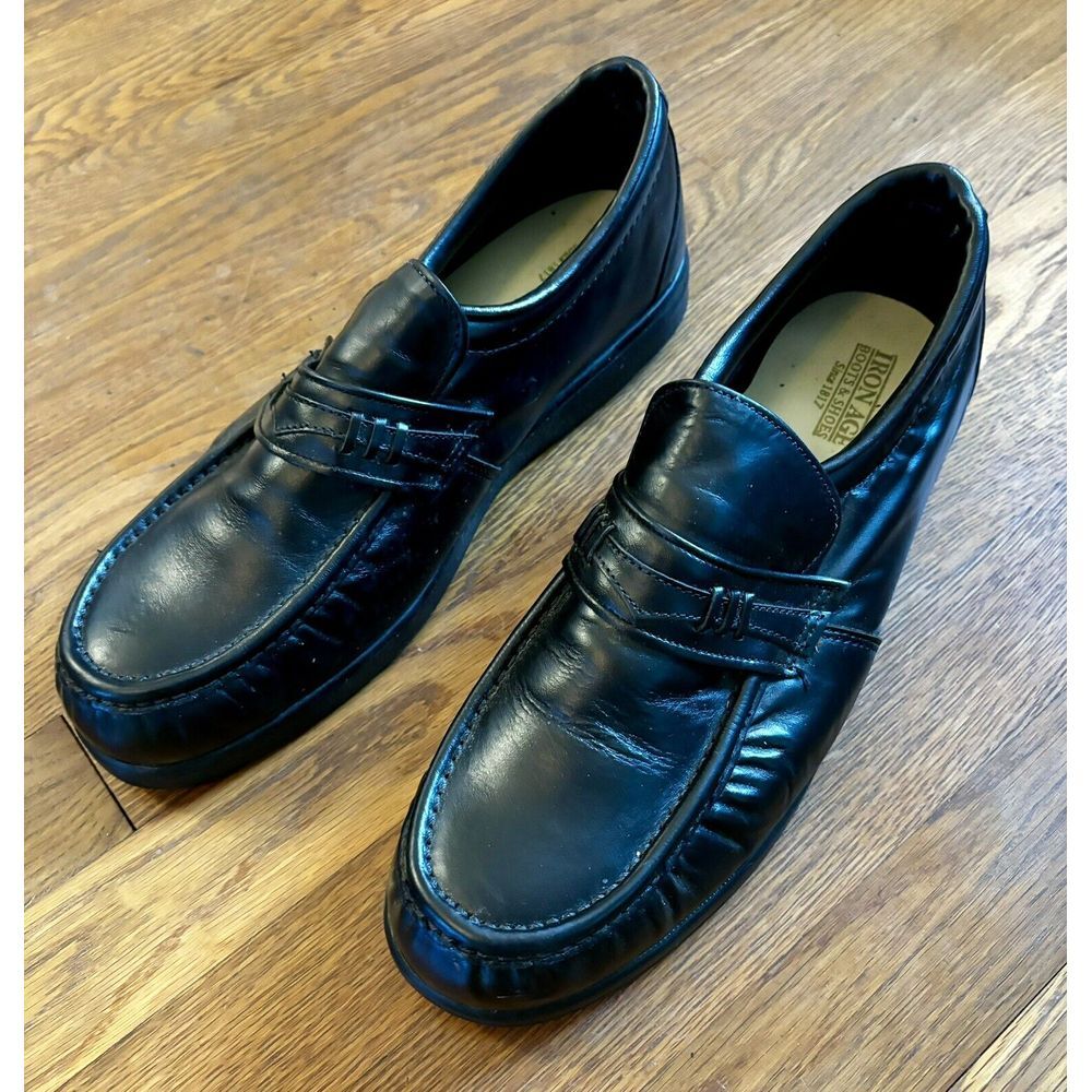Iron Age Steel Toe Work Safety Black‎ Leather Penny Loafers LM82736 Mens 12W USA